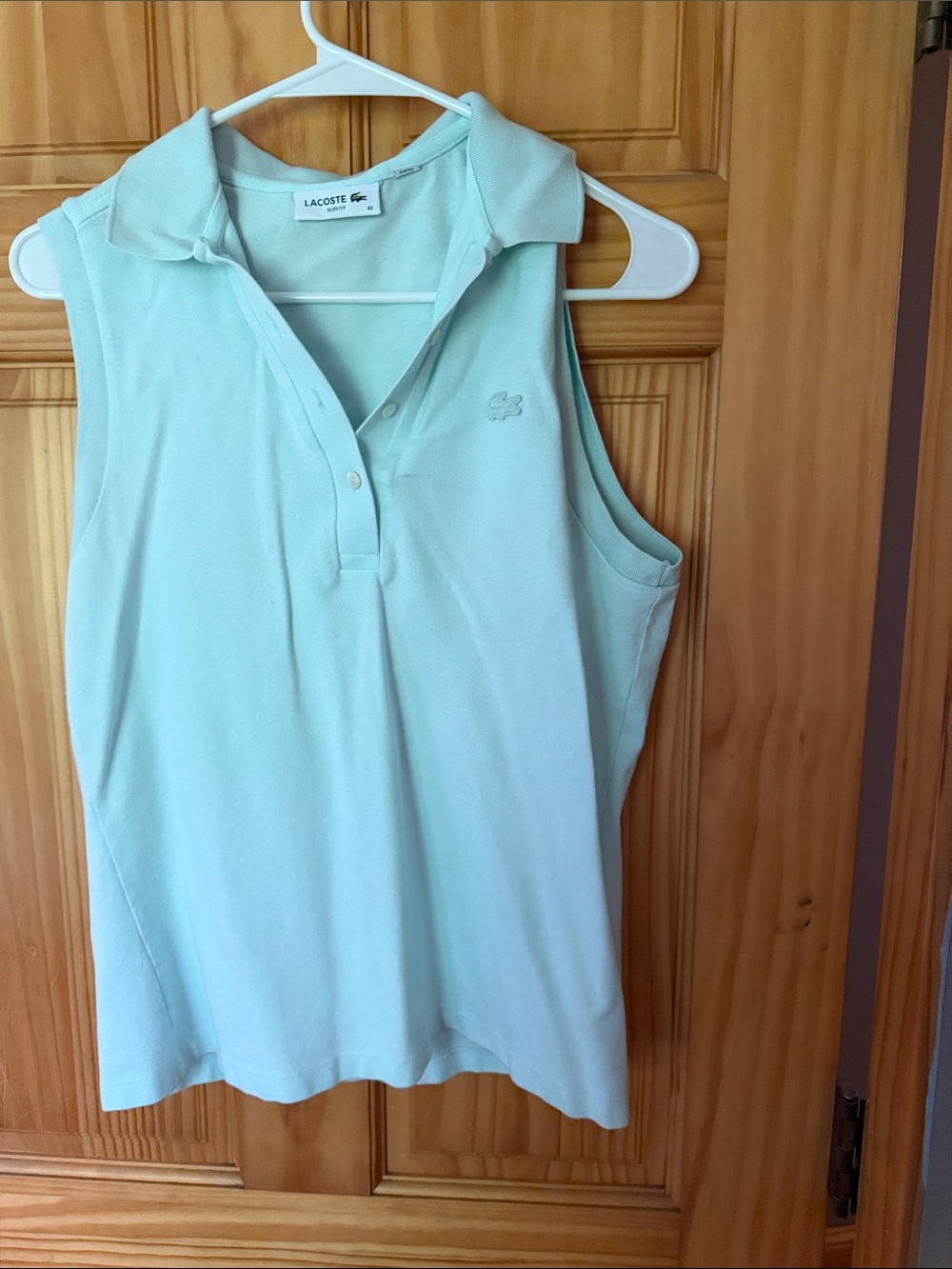Lacoste Sleeveless Polo Tank in Mint Green